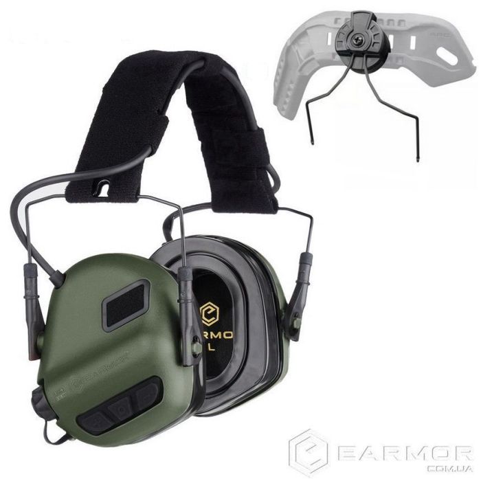 Навушники активні EARMOR M31 Plus + Кріплення М11 олива