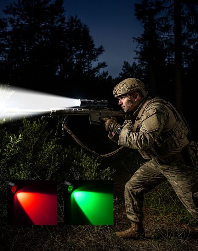 Ручний тактичний ліхтар з зеленим та червоним світлом TANK007 PT42 Plus