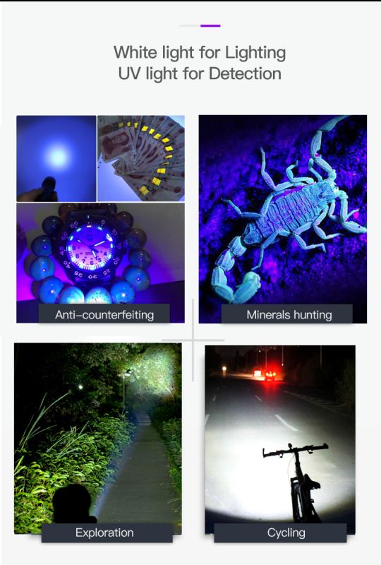 Ручний ліхтар з ультрафіолетом TANK007 UV122
