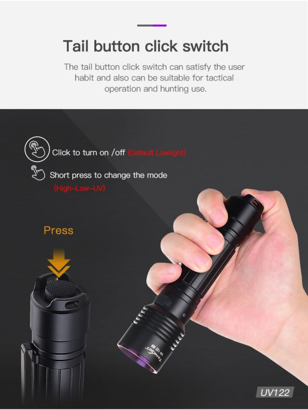Ручний ліхтар з ультрафіолетом TANK007 UV122