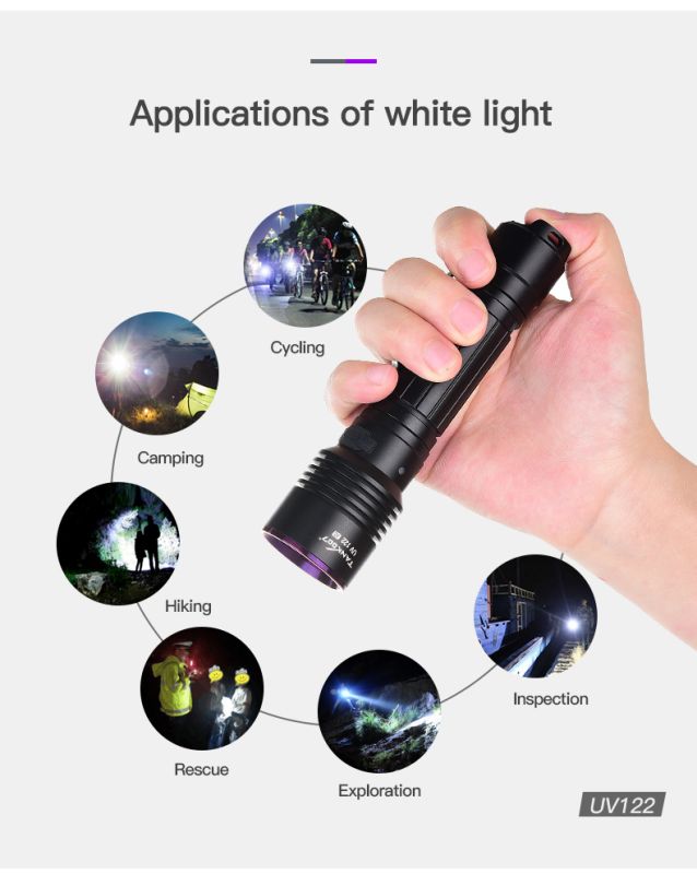 Ручний ліхтар з ультрафіолетом TANK007 UV122