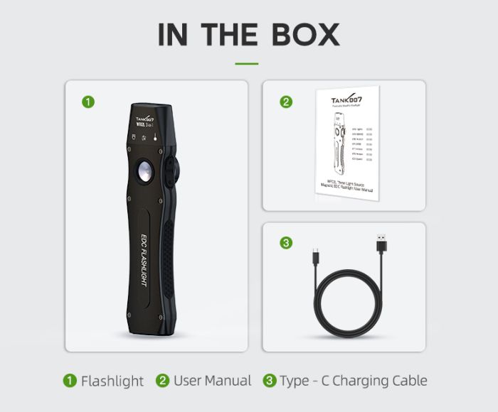 Ручний ліхтар з лазером і ультрафіолетом TANK007 WF02L